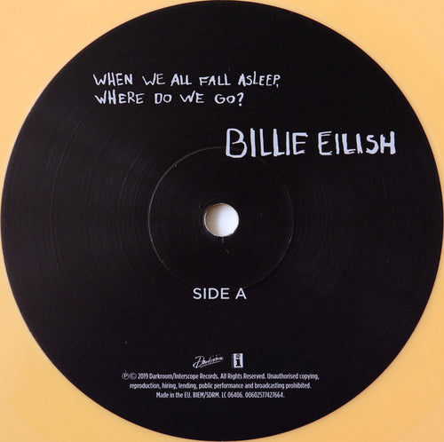 Billie Eilish ‎– When We All Fall Asleep, Where Do We Go?-LP-Darkroom- BE06406-Muckypeg records